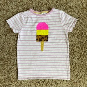 Mini Boden Ice Cream Bar Reversible Sequin Tee Size 6 - 7 Y